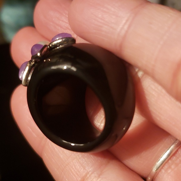 ONYX STERLING SILVER AMETHYST STONE Real Pearl Highly POLISHED RING - Picture 4 of 8